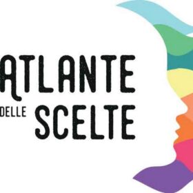 Profilo bianco di un volto, circondato da vari colori e con la scritta "Atlante delle scelte"